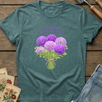 Allium Era T-Shirt in Blue Spruce - Comfort Colors 1717 flat lay
