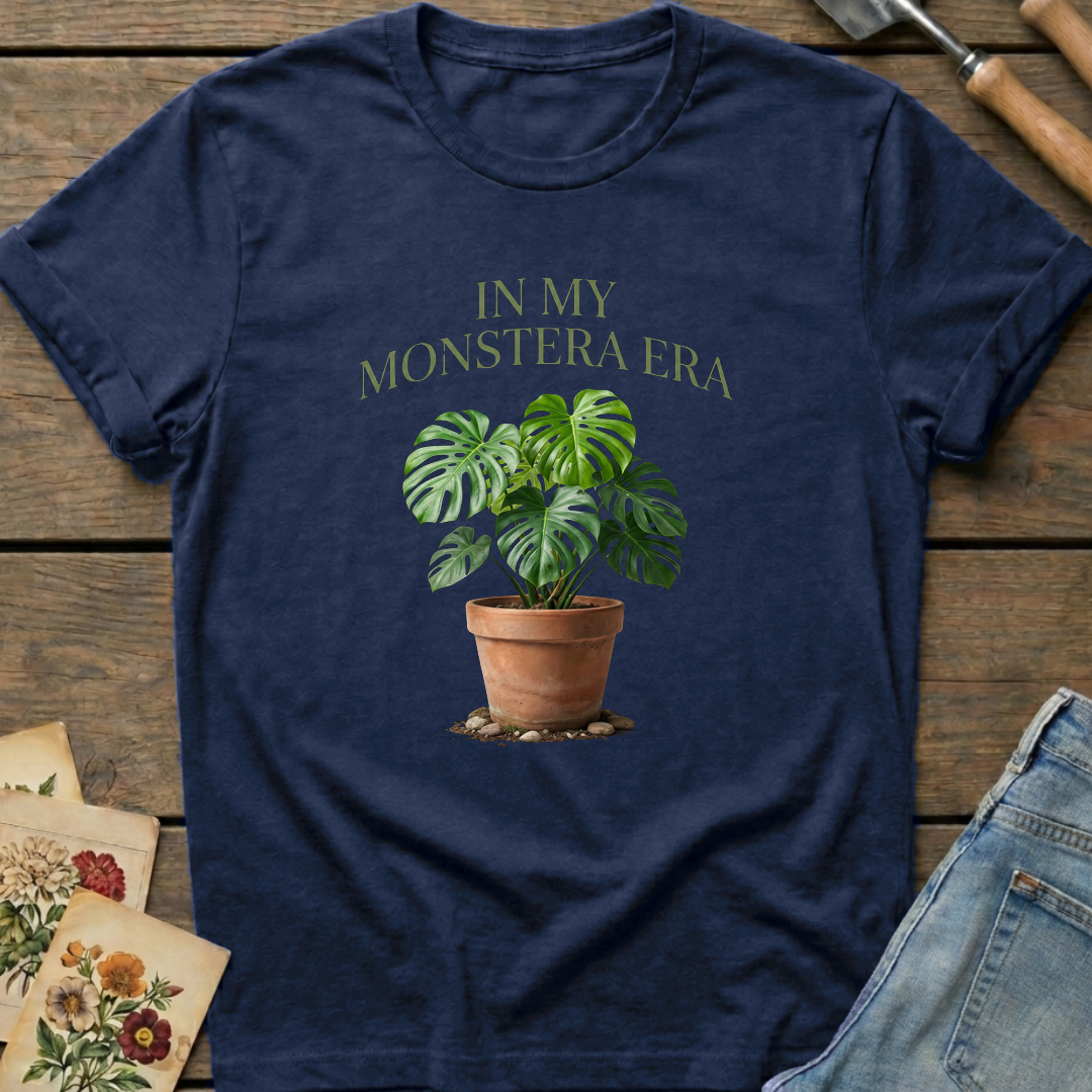 Monstera Era T-Shirt in Midnight - Comfort Colors 1717 flat lay
