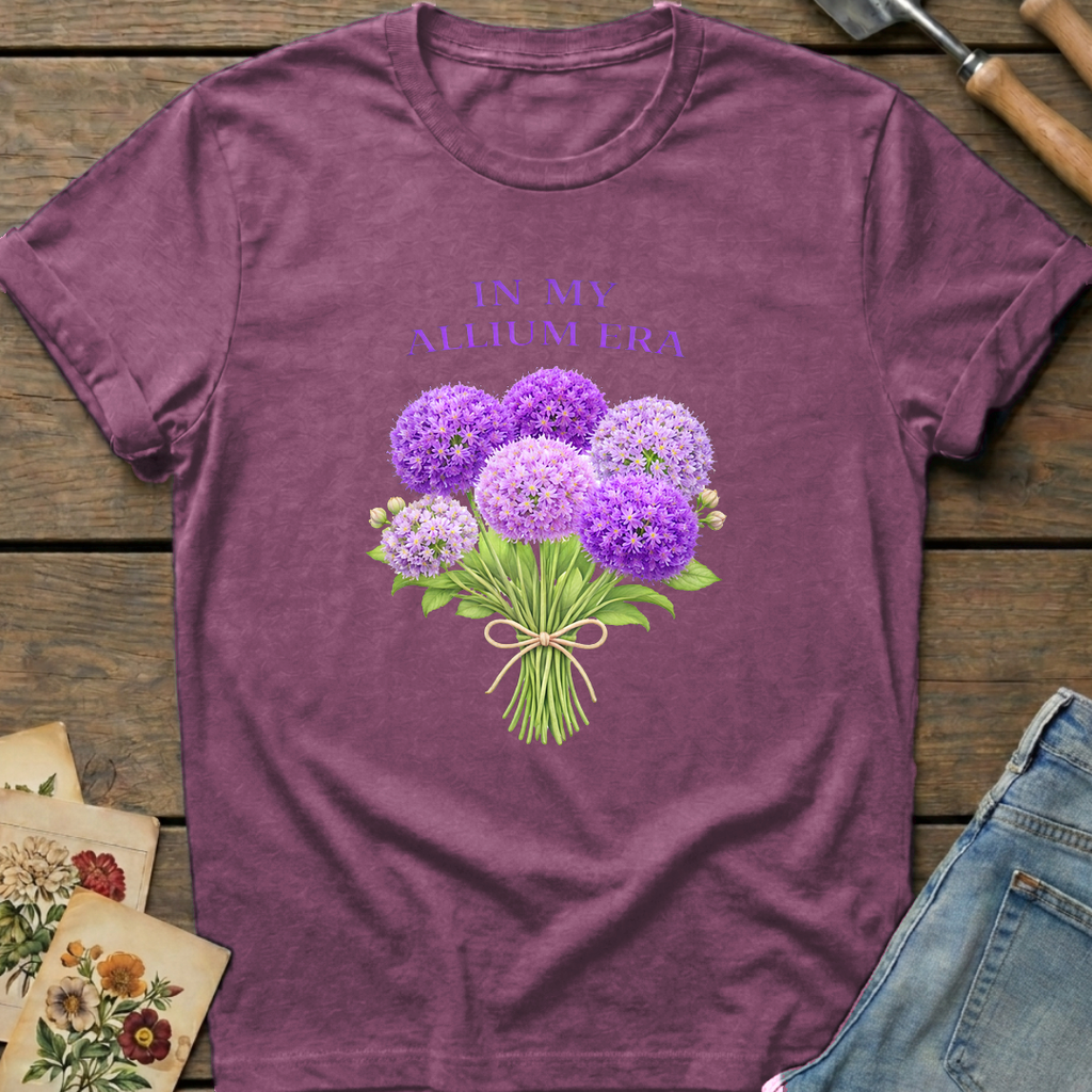 Allium Era T-Shirt in Berry - Comfort Colors 1717 flat lay