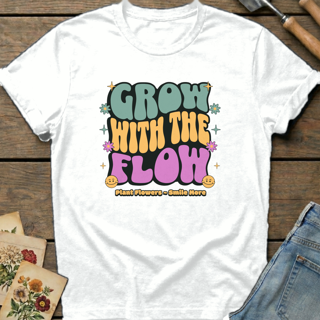 Grow with the Flow in White - Comfort Colors 1717 flat lay
