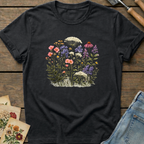 Colorful Wild Flowers T-shirt in Black - Comfort Colors 1717 flat lay