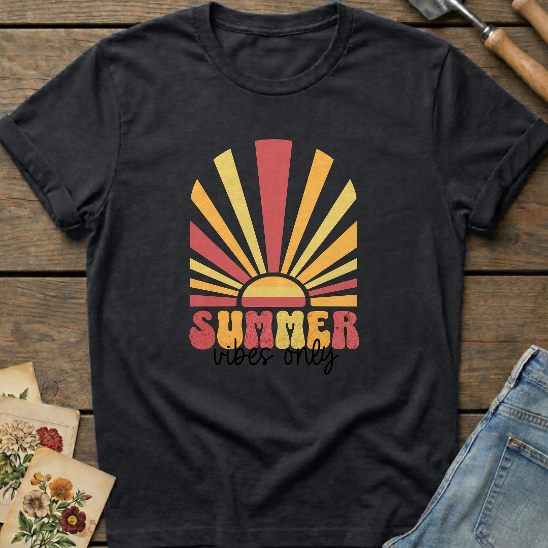 Summer Vibes Only in Black - Comfort Colors 1717 flat lay