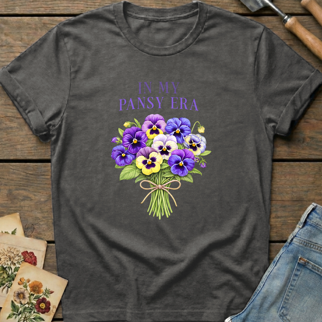 Pansy Era T-Shirt in Pepper - Comfort Colors 1717 flat lay