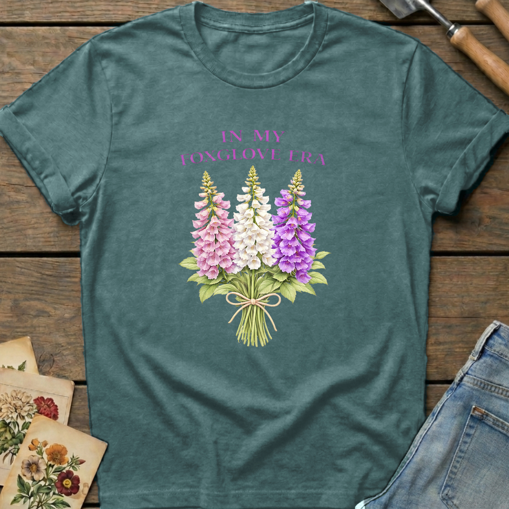 Foxglove Era T-Shirt in Blue Spruce - Comfort Colors 1717 flat lay