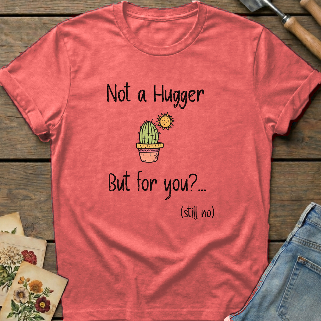 Not a hugger T-Shirt in Watermelon - Comfort Colors 1717 flat lay