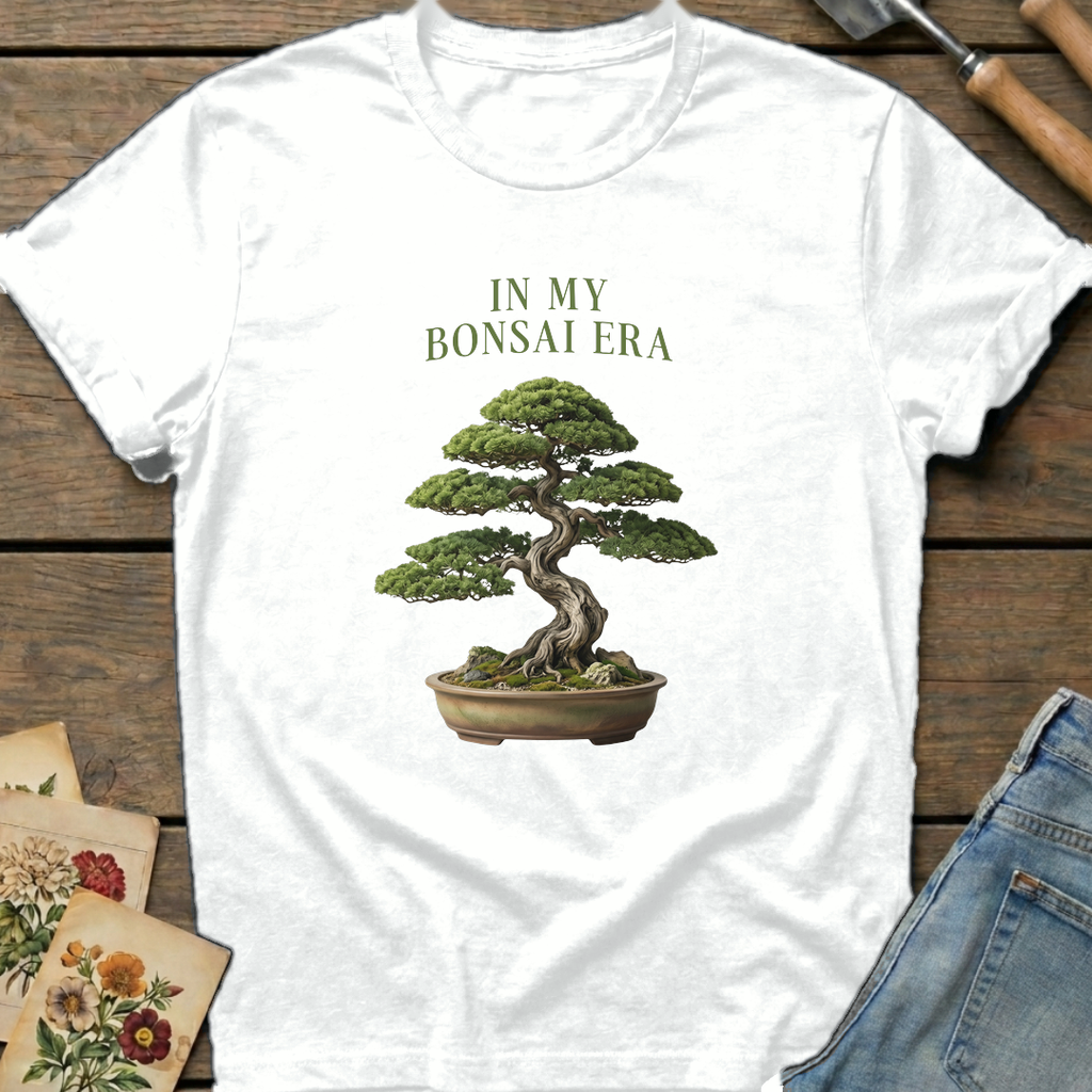 Bonsai Era T-Shirt in White - Comfort Colors 1717 flat lay