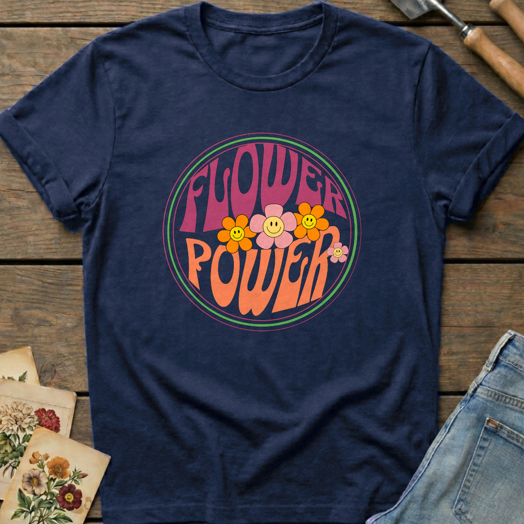 Flower Power in Midnight - Comfort Colors 1717 flat lay