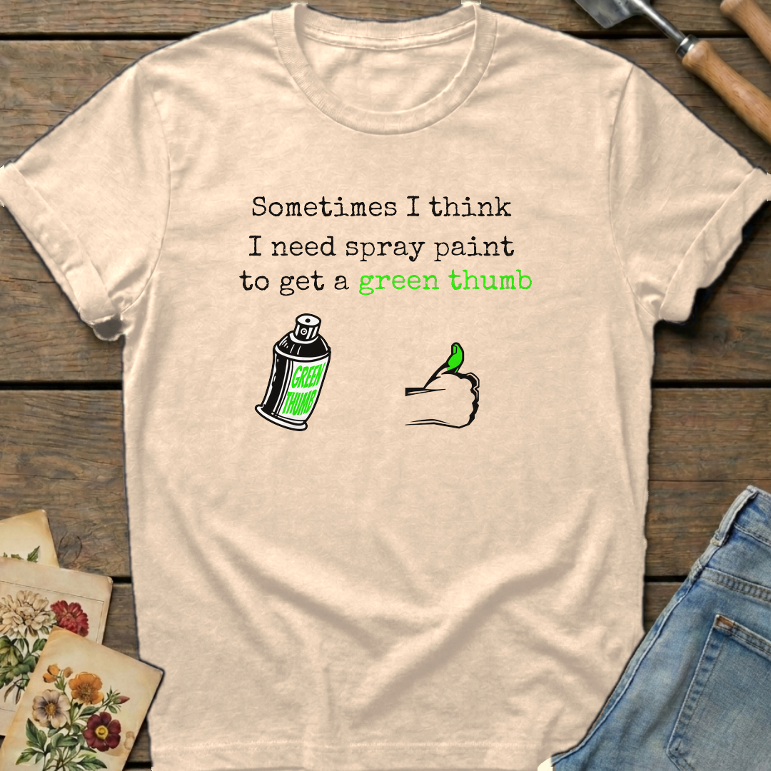 Spray Paint Green Thumb T-Shirt in Ivory - Comfort Colors 1717 flat lay