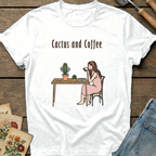 Cactus and Coffee T-Shirt in White - Comfort Colors 1717 flat lay