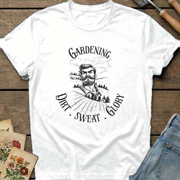Dirt Sweat Glory T-shirt in White - Comfort Colors 1717 flat lay