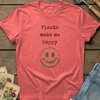 Plants make me happy T-Shirt in Watermelon - Comfort Colors 1717 flat lay