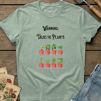Warning Talks to Plants T-Shirt in Bay - Comfort Colors 1717 flat lay