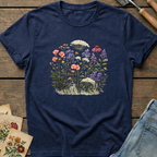 Colorful Wild Flowers T-shirt in Midnight - Comfort Colors 1717 flat lay