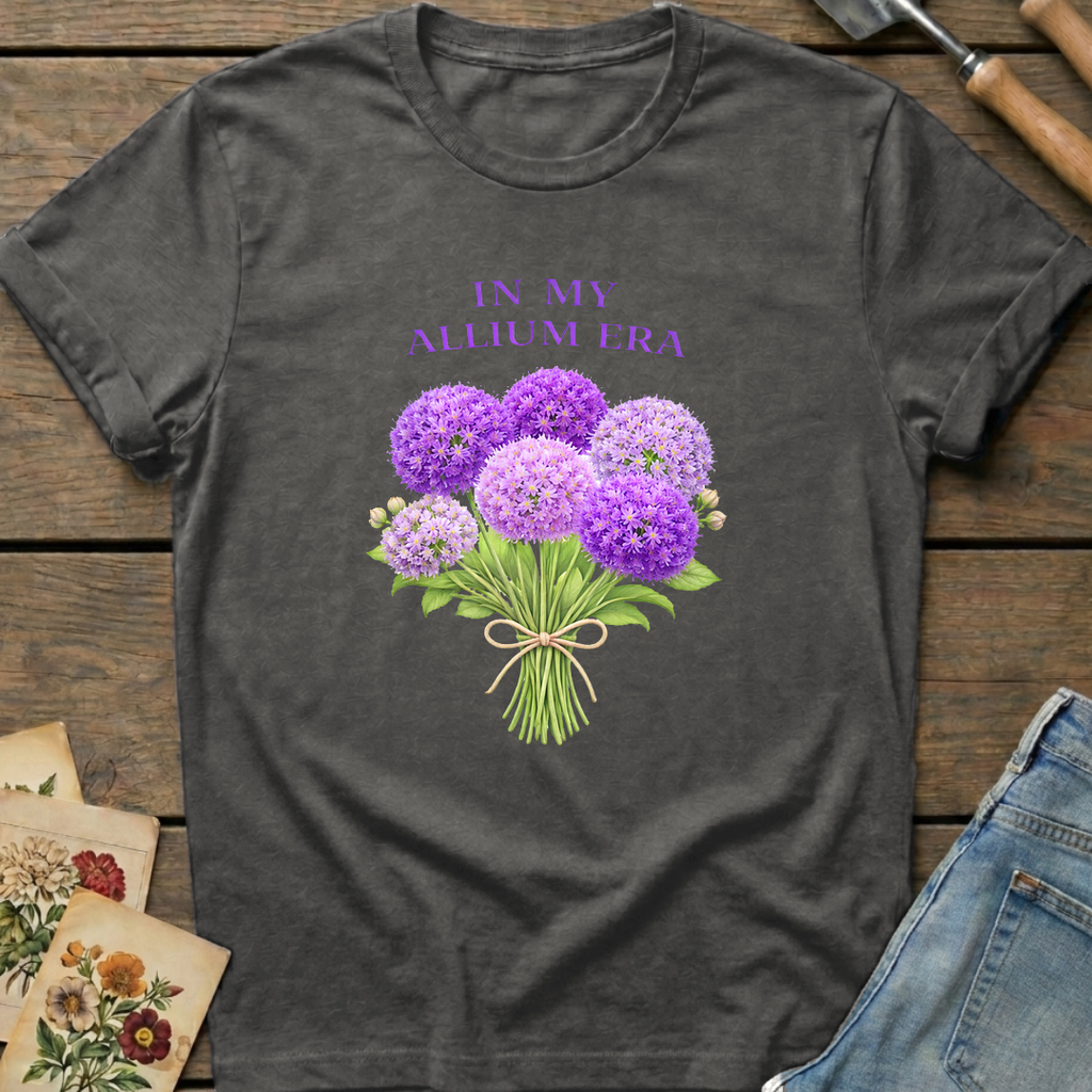 Allium Era T-Shirt in Pepper - Comfort Colors 1717 flat lay