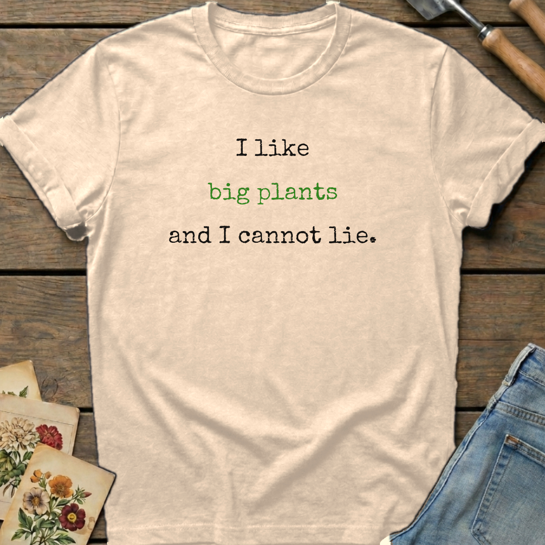 I Like Big Plants T-Shirt in Ivory - Comfort Colors 1717 flat lay