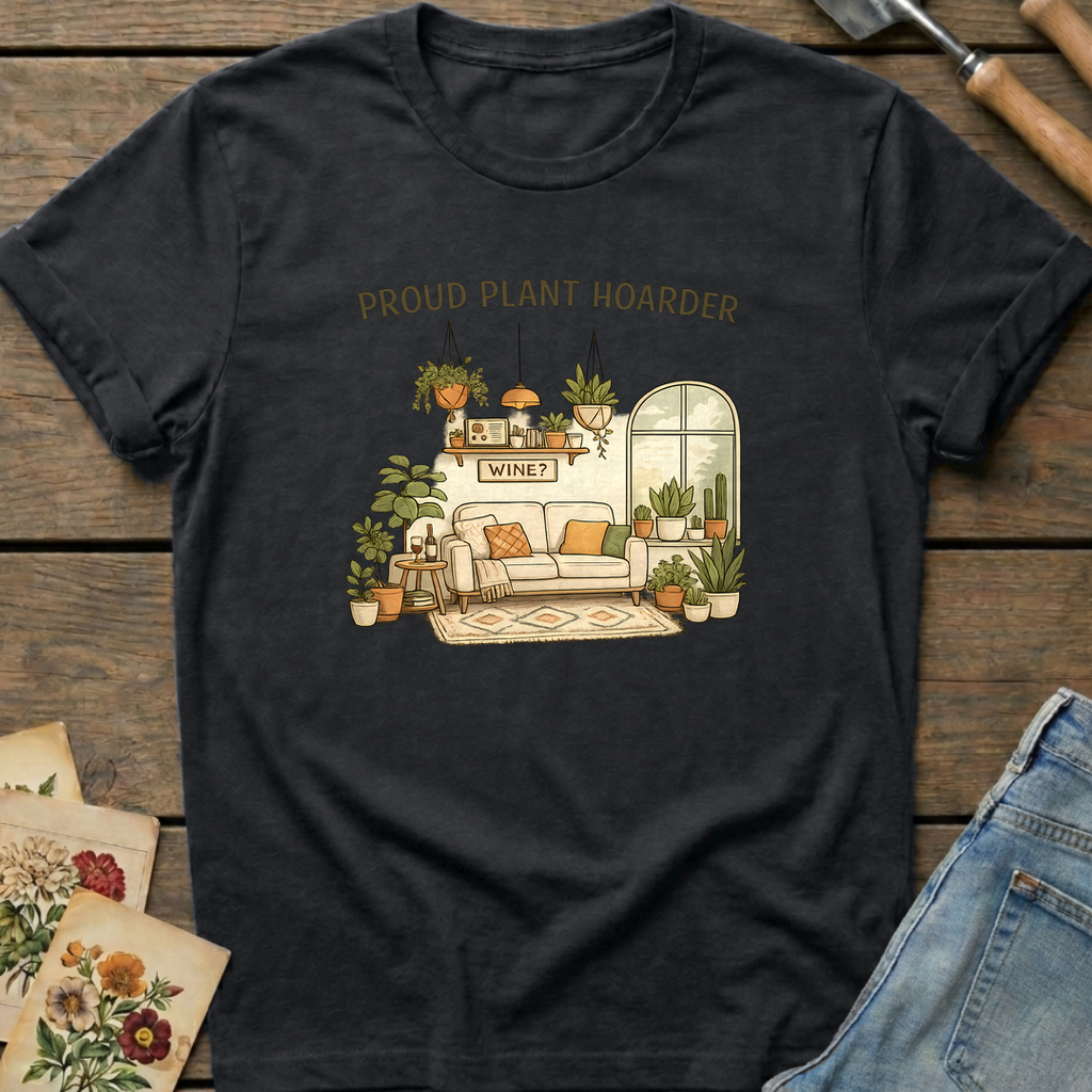 Proud Hoarder T-Shirt in Black - Comfort Colors 1717 flat lay