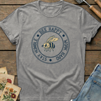 Happy, Work, Humble Bee T-Shirt in Grey - Comfort Colors 1717 flat lay
