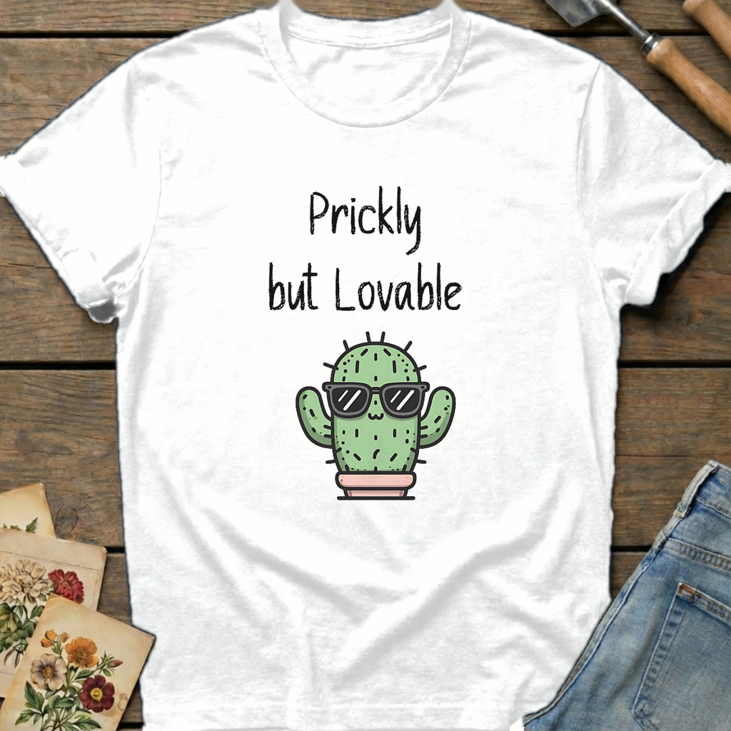 Prickly but Lovable T-Shirt in White - Comfort Colors 1717 flat lay