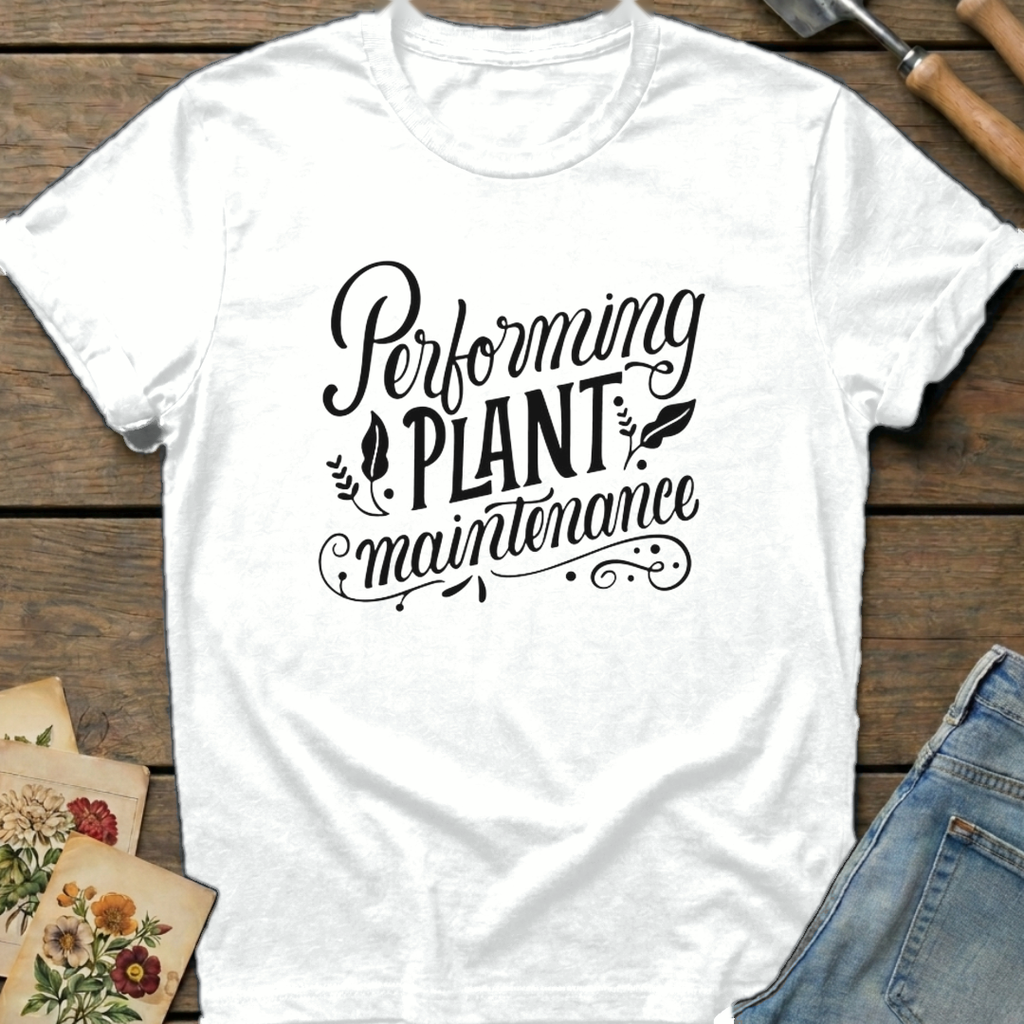 Plant MaintenanceT-Shirt in White - Comfort Colors 1717 flat lay