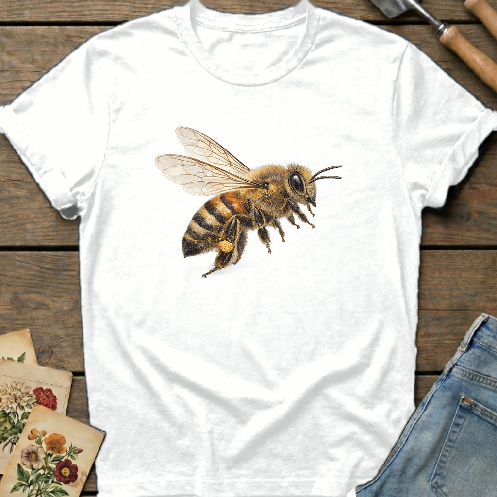 Real Bee  T-shirt in White - Comfort Colors 1717 flat lay