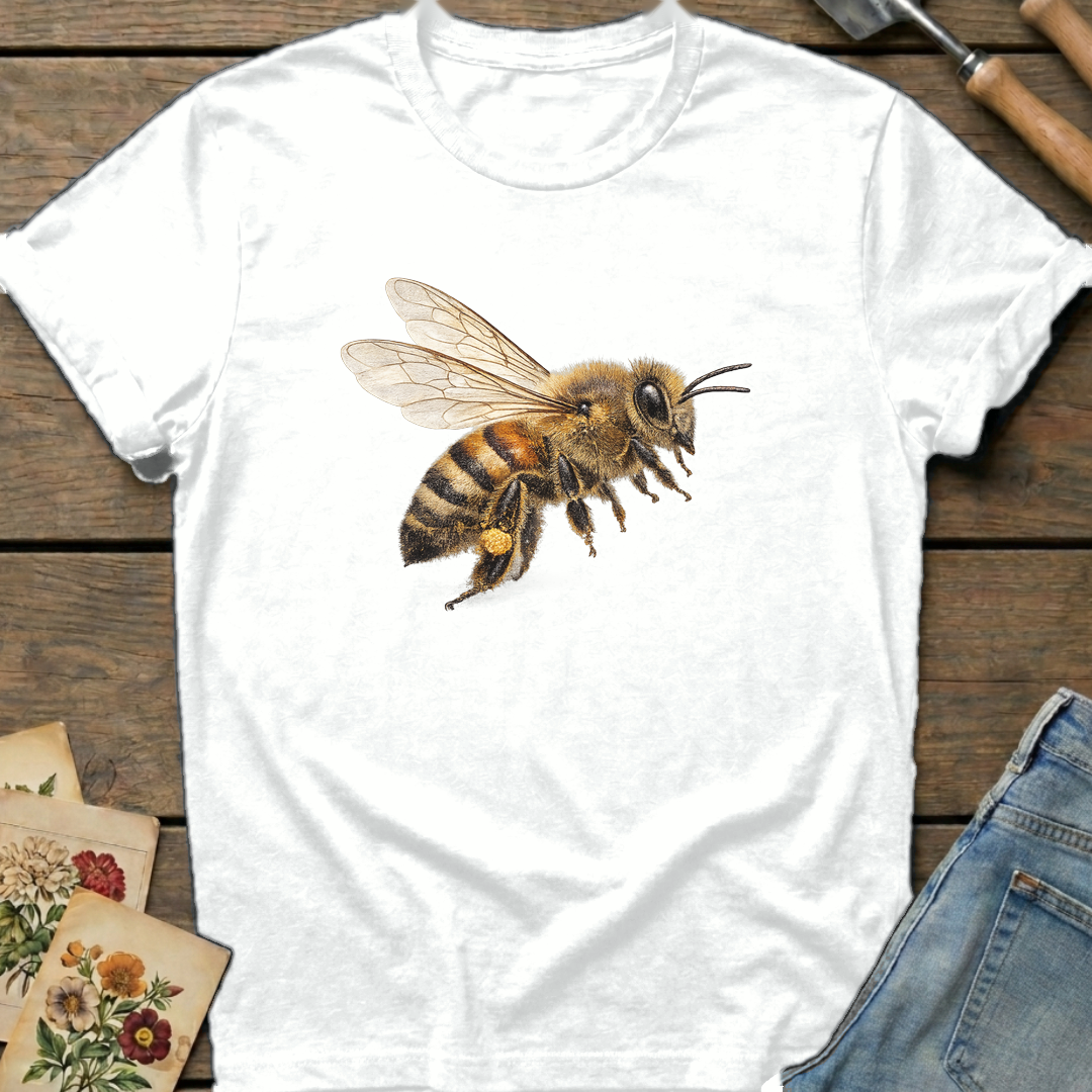 Real Bee  T-shirt in White - Comfort Colors 1717 flat lay
