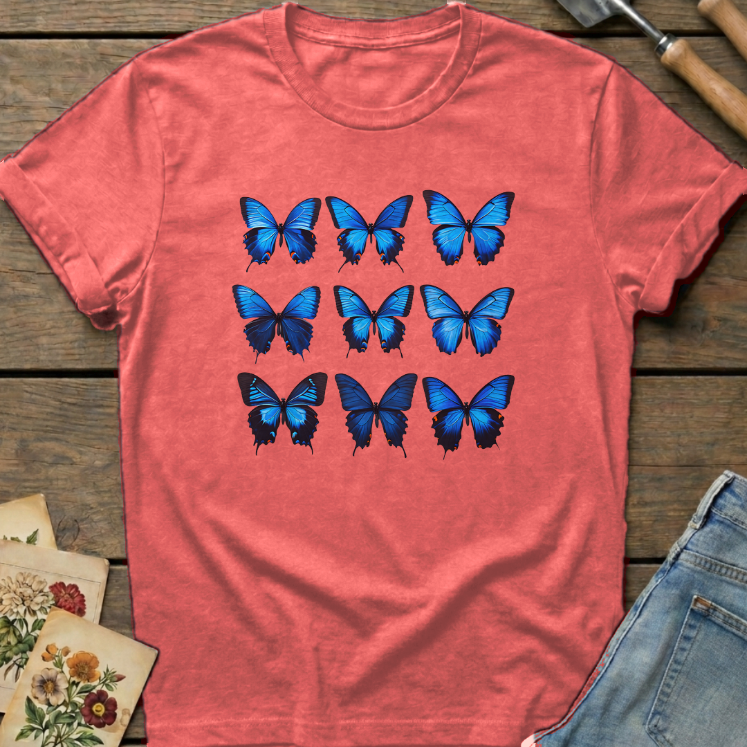 Blue Butterfly Matrix in Watermelon - Comfort Colors 1717 flat lay