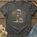 Colorful Wild Flowers T-shirt in Pepper - Comfort Colors 1717 flat lay