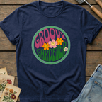 Groovy Gardener T-shirt in Midnight - Comfort Colors 1717 flat lay