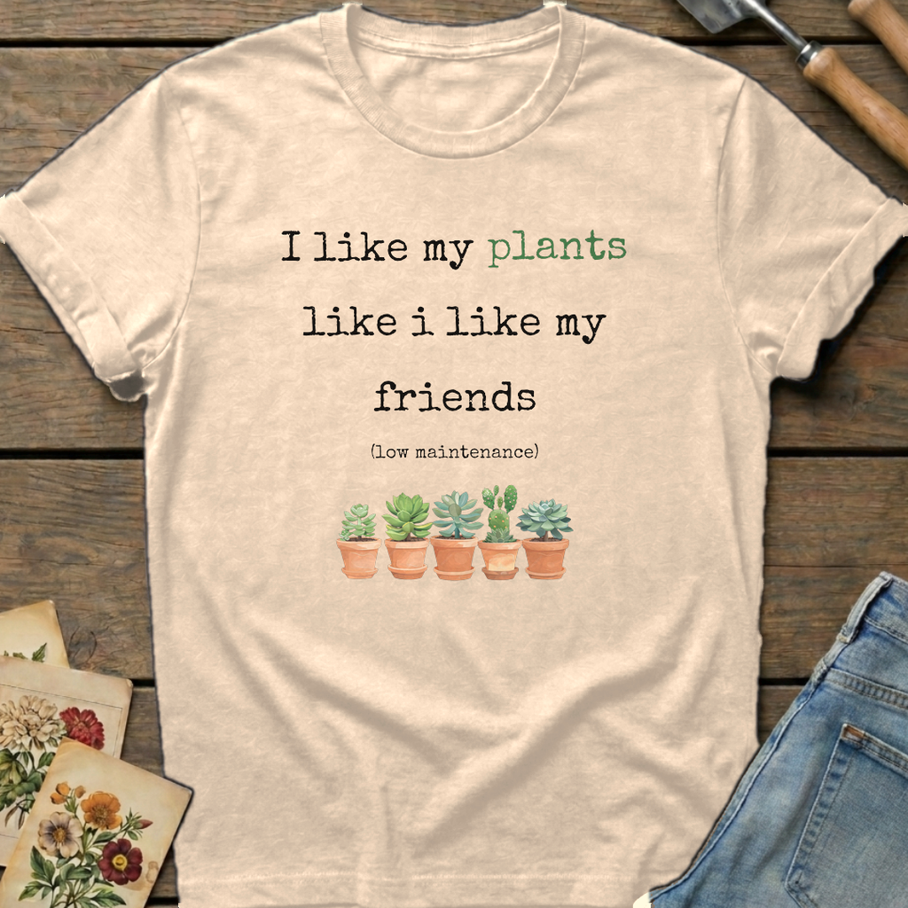 Low maintenance friends T-Shirt in Ivory - Comfort Colors 1717 flat lay