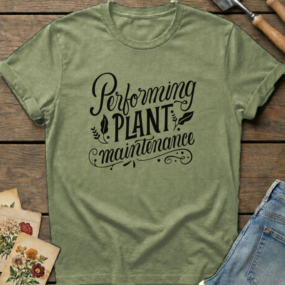 Plant MaintenanceT-Shirt in Moss - Comfort Colors 1717 flat lay