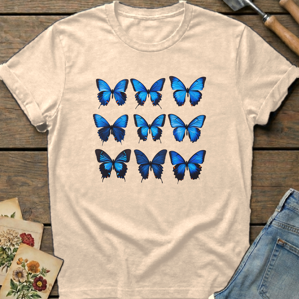 Blue Butterfly Matrix in Ivory - Comfort Colors 1717 flat lay