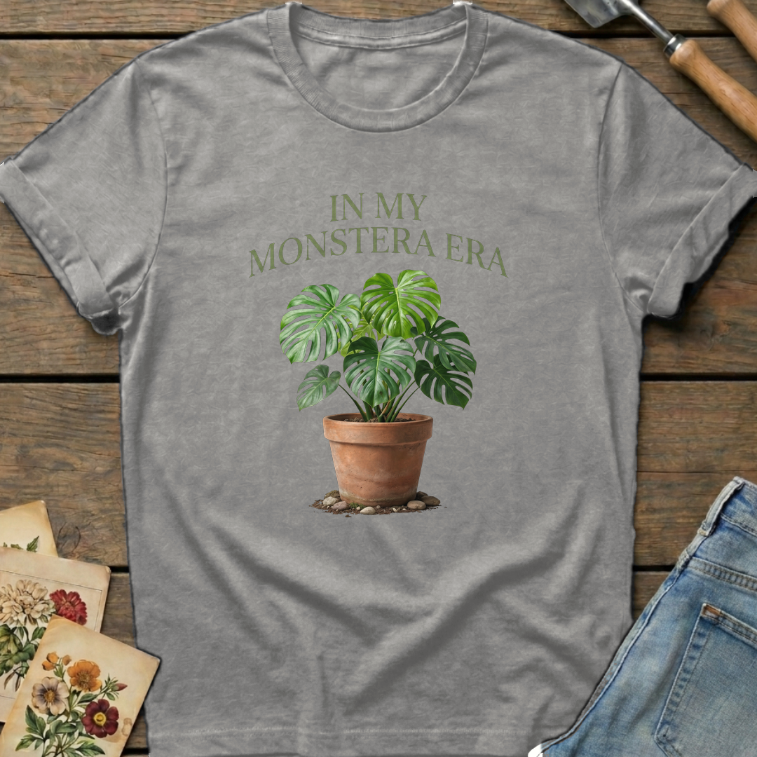 Monstera Era T-Shirt in Grey - Comfort Colors 1717 flat lay