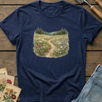 Follow the Path Less Traveled T-shirt in Midnight - Comfort Colors 1717 flat lay