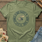 Happy, Work, Humble Bee T-Shirt in Moss - Comfort Colors 1717 flat lay