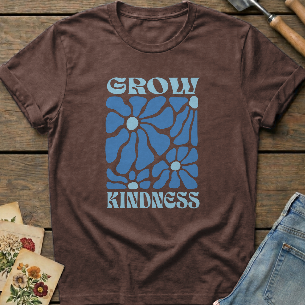 Grow Kindness T-shirt in Espresso - Comfort Colors 1717 flat lay