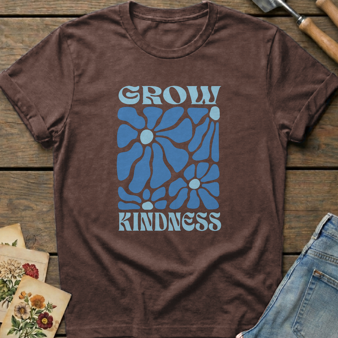 Grow Kindness T-shirt in Espresso - Comfort Colors 1717 flat lay