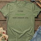 I Like Big Plants T-Shirt in Moss - Comfort Colors 1717 flat lay