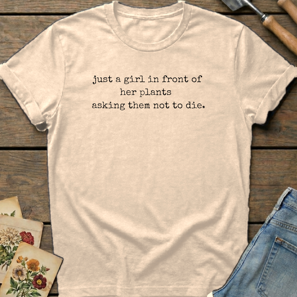 Just a girl asking T-Shirt in Ivory - Comfort Colors 1717 flat lay
