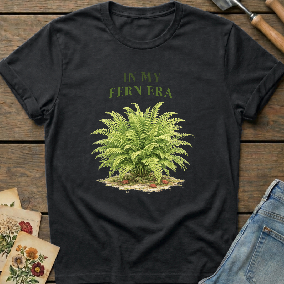 Fern Era T-Shirt in Black - Comfort Colors 1717 flat lay