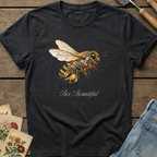 Bee Beautiful T-shirt in Black - Comfort Colors 1717 flat lay
