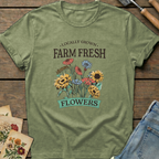 Farm Fresh Locally Grown T-Shirt in Moss - Comfort Colors 1717 flat lay