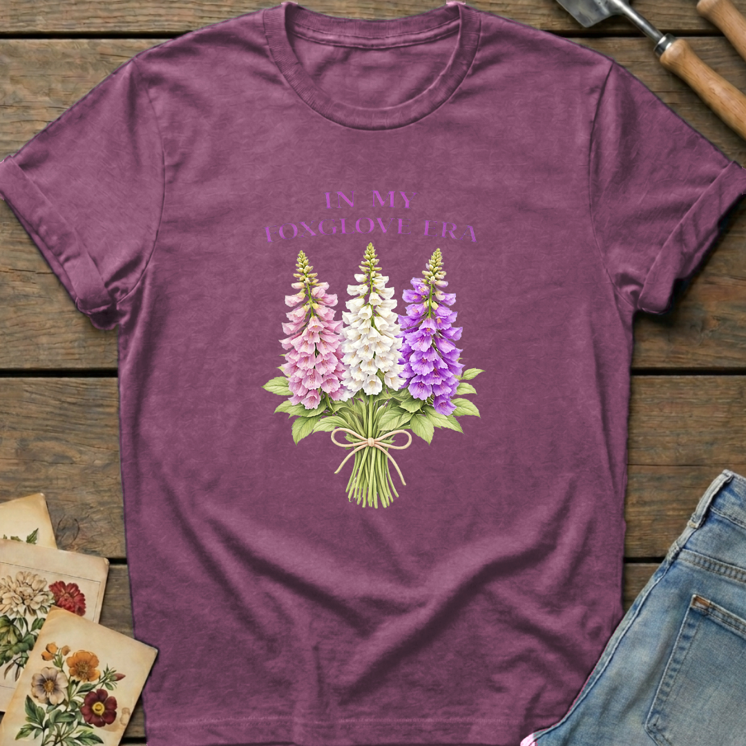 Foxglove Era T-Shirt in Berry - Comfort Colors 1717 flat lay