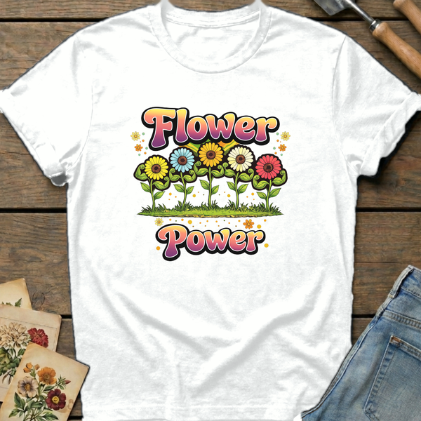 Flowers Powerful in White - Comfort Colors 1717 flat lay