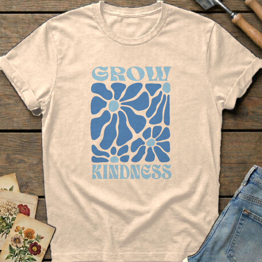 Grow Kindness T-shirt in Ivory - Comfort Colors 1717 flat lay