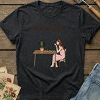 Cactus and Coffee T-Shirt in Black - Comfort Colors 1717 flat lay