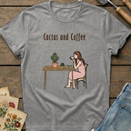 Cactus and Coffee T-Shirt in Grey - Comfort Colors 1717 flat lay