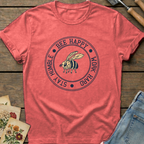 Happy, Work, Humble Bee T-Shirt in Watermelon - Comfort Colors 1717 flat lay
