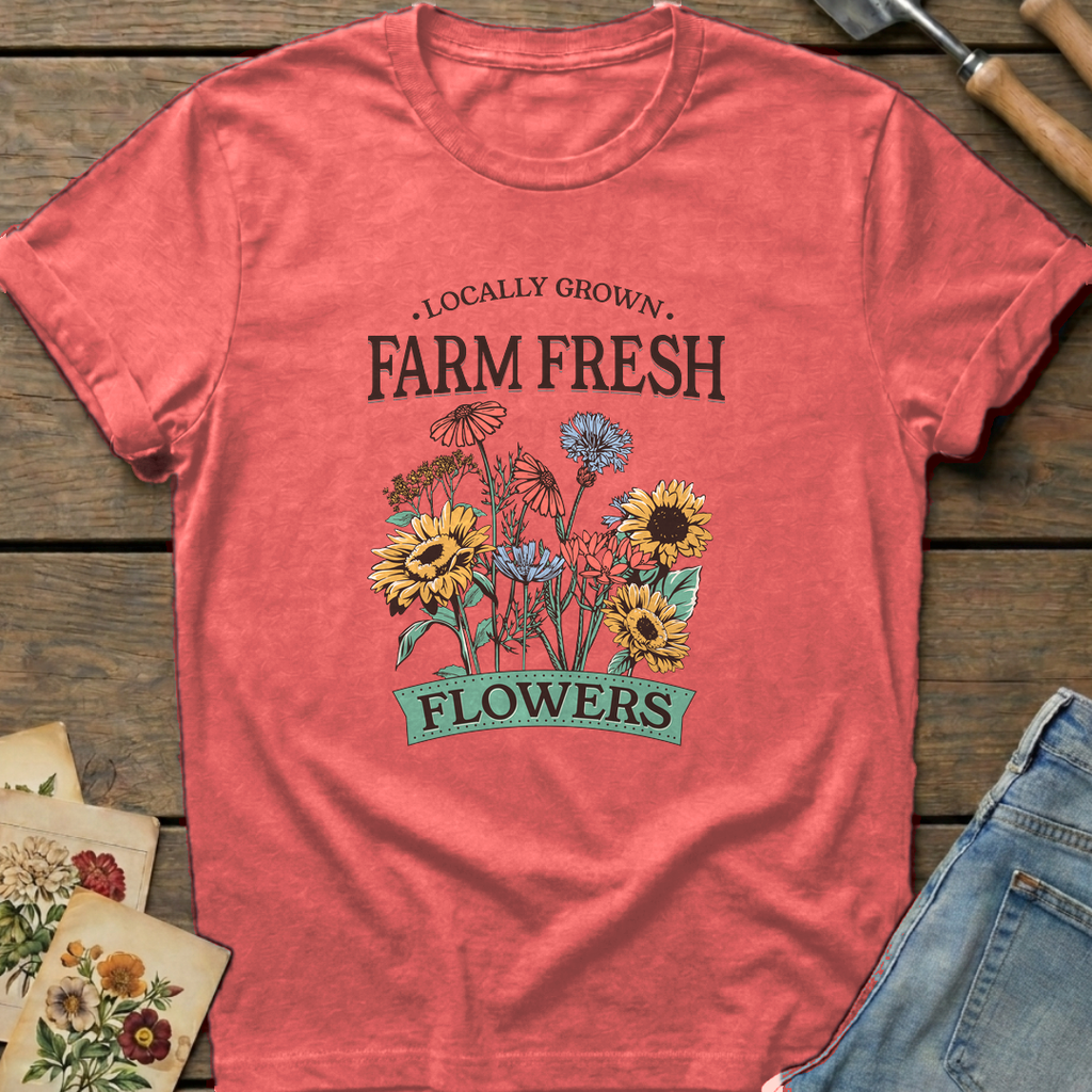Farm Fresh Locally Grown T-Shirt in Watermelon - Comfort Colors 1717 flat lay
