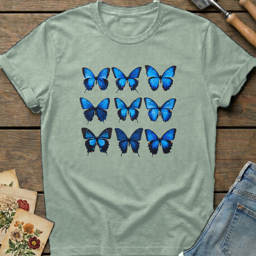 Blue Butterfly Matrix in Bay - Comfort Colors 1717 flat lay