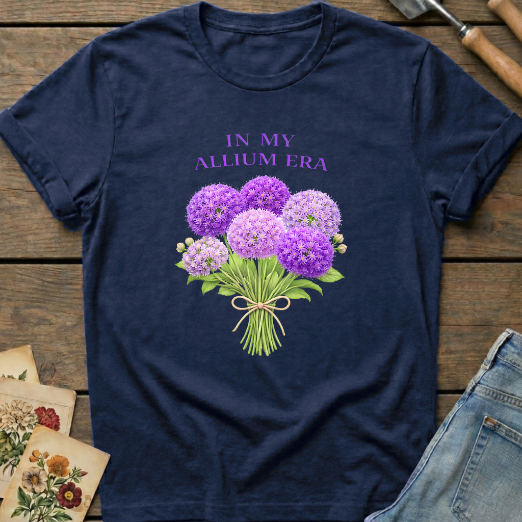 Allium Era T-Shirt in Midnight - Comfort Colors 1717 flat lay